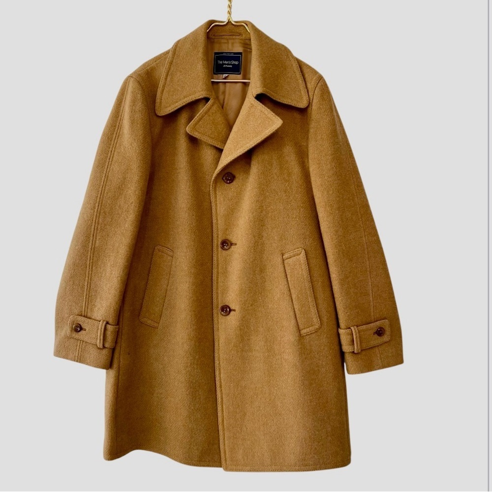 Vintage The Men’s Shop JCPenney Camel Wool Overcoat – Size 44 – Classic Menswear